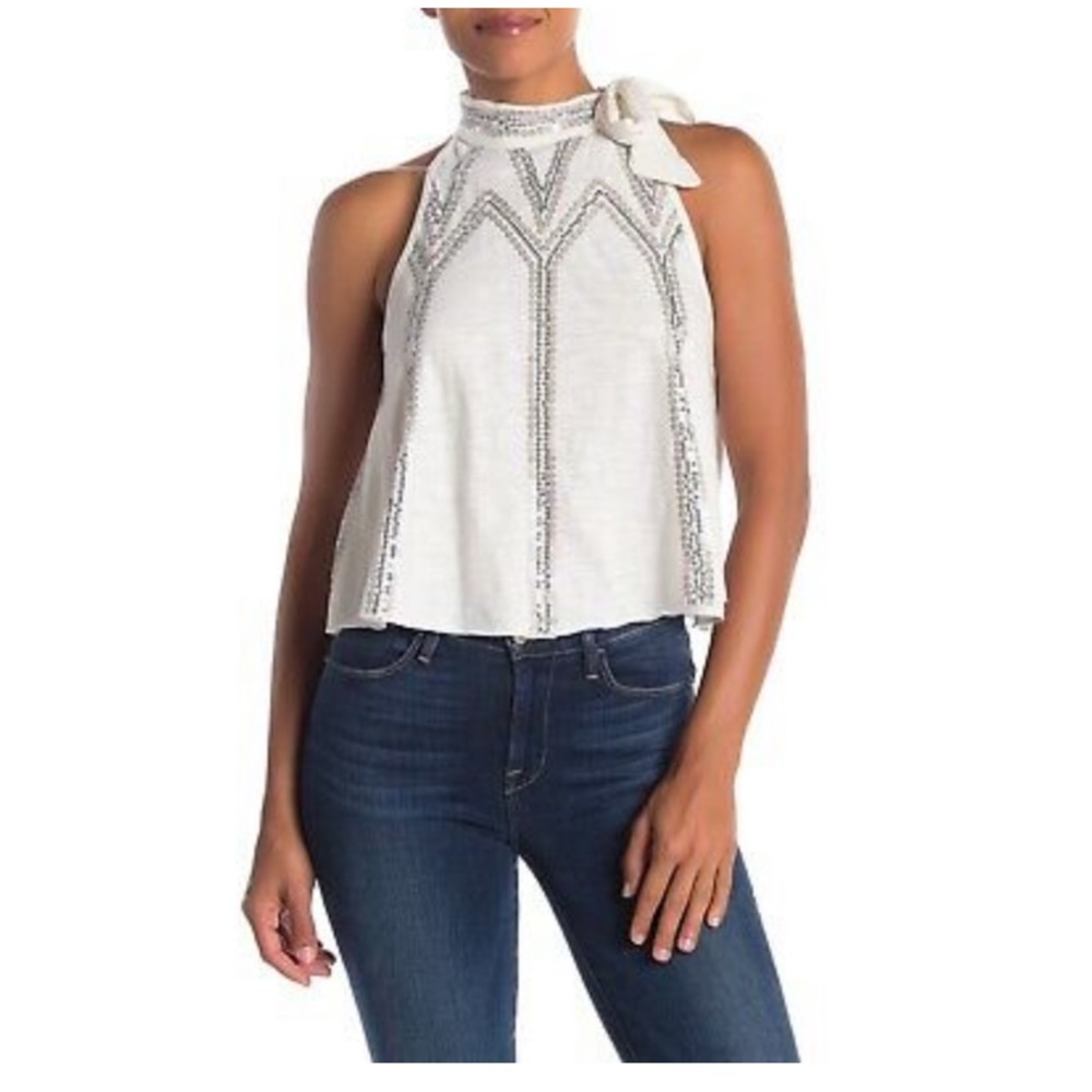 Free People Tie Sequin Top